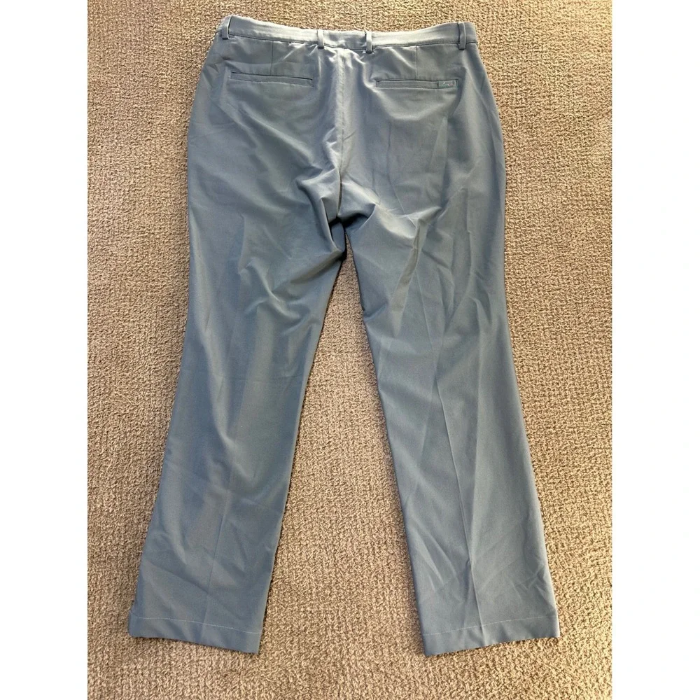Greg Norman Shark Mens Golf Pants 35x32 Gray Blue Performance Stretch Flat Front
